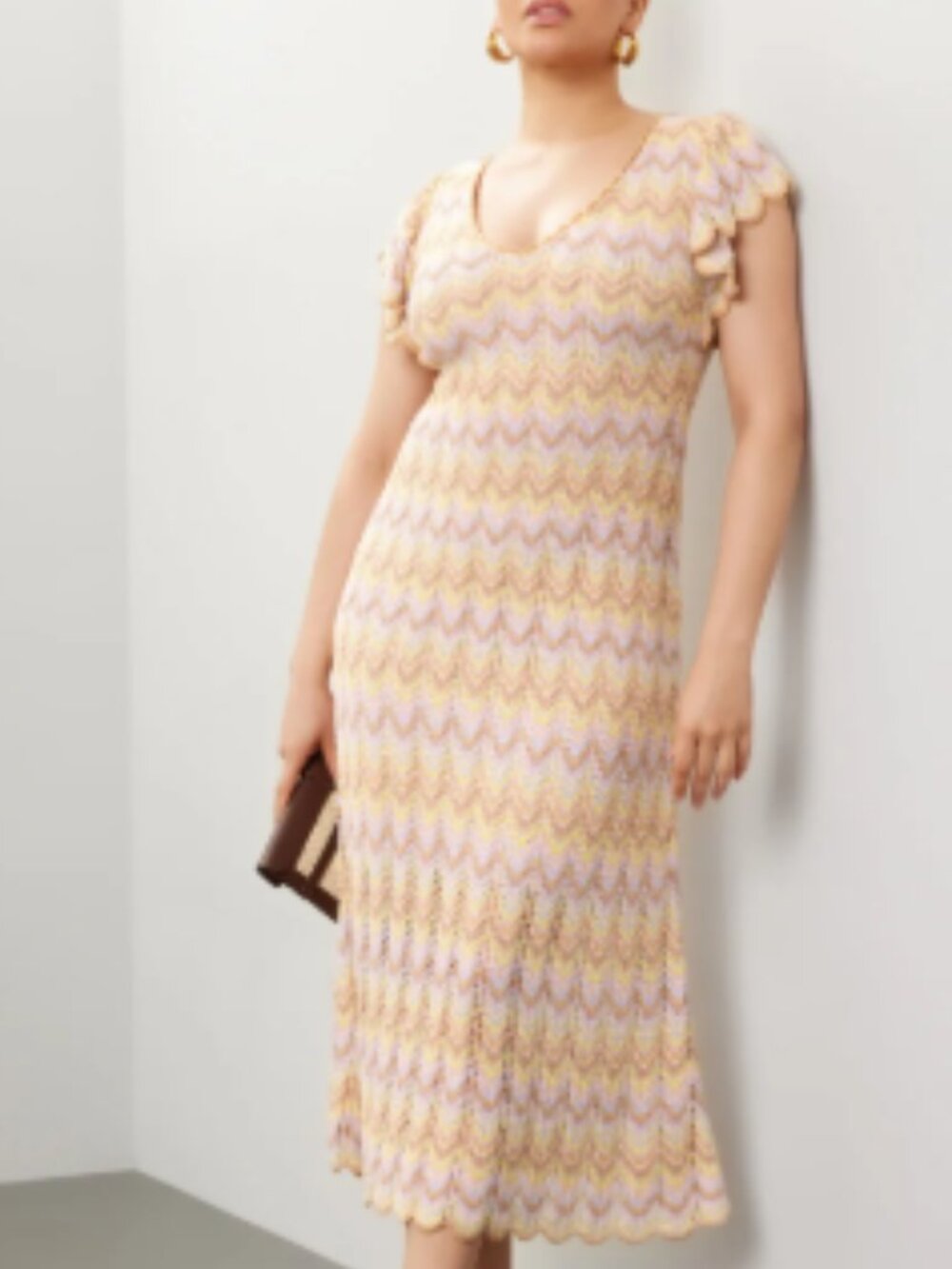 ✨ Derek Lam 10 Crosby Chevron Crochet Knit Tahra Scalloped Maxi Dress Size XXL ✨
